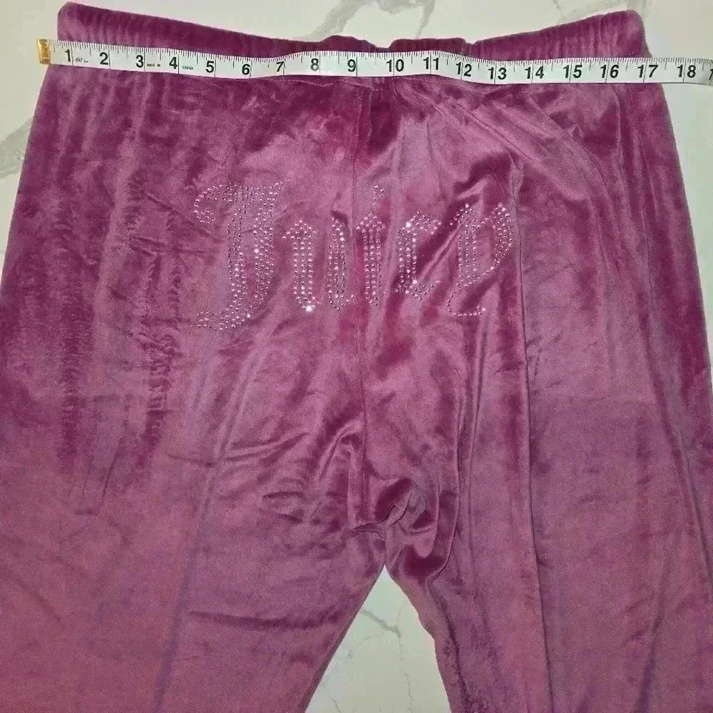 Juicy Couture Velvet Velour Loungewear Pajama Jogger Set Magenta Size XL